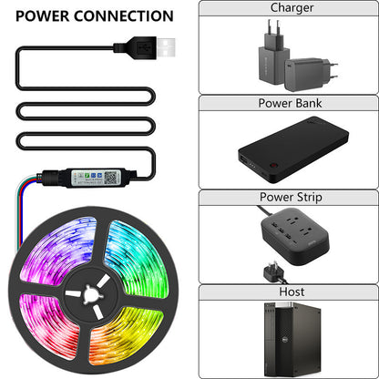 5050 Light Bar USB Bluetooth 5v Flexible LED Strip Home Decor dealsniper-net