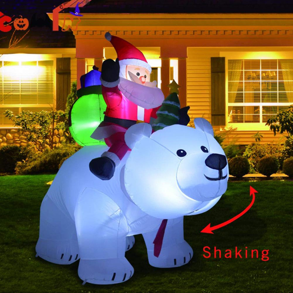 Inflatable Santa Claus Riding Polar Bear 2M Christmas Garden dealsniper-net