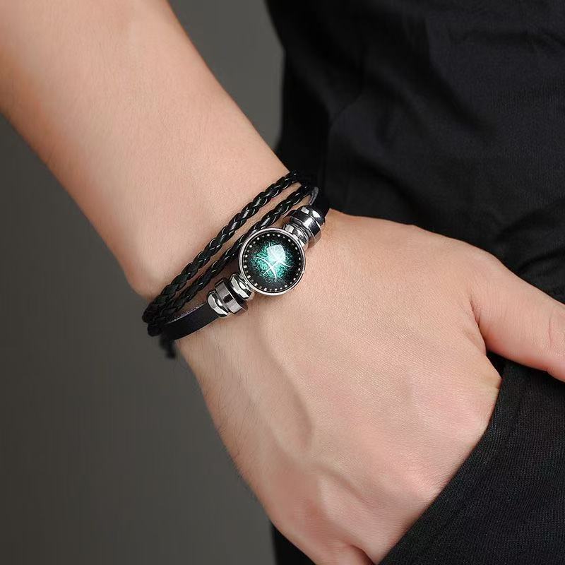 Twelve Constellation Luminous Holographic Bracelet Multi-layer Woven Jewelry Gym From House