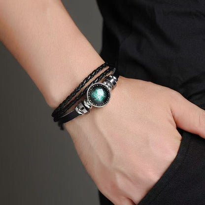 Twelve Constellation Luminous Holographic Bracelet Multi-layer Woven Jewelry Gym From House