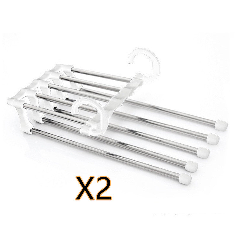 5 In 1 Wardrobe Hanger Multi-functional Clothes Hangers Rack House DealSniper.net White 47x18cm 2PCS