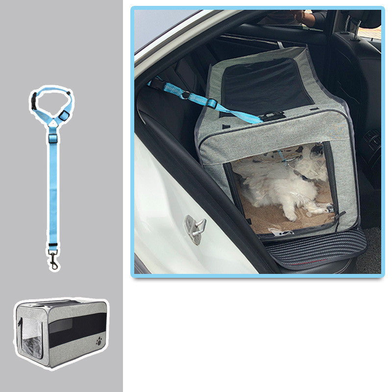 Pet Travel Carrier Bag Portable Pet Bag Folding Fabric Pet Carrier Pets dealsniper-net Grey With pet safety belt M