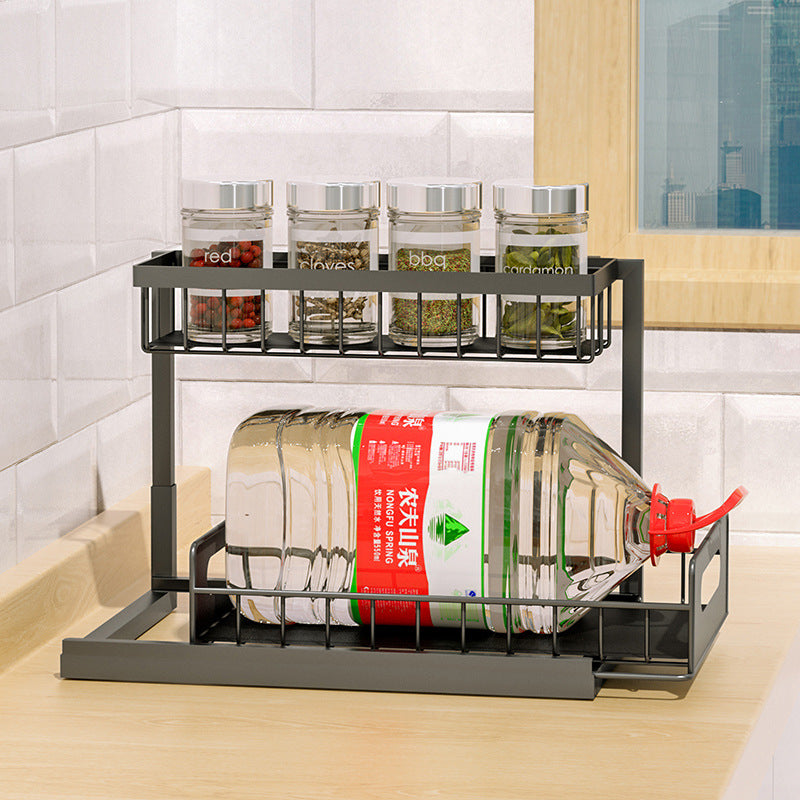 Kitchen Under Sink Pull-out Spice Storage Tiered Rack Kitchen dealsniper-net