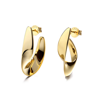 Cold Wind Earrings Fashion Exaggerated Glossy Ear Buckle Earrings Jewelry dealsniper-net Gold coloured with silver sto