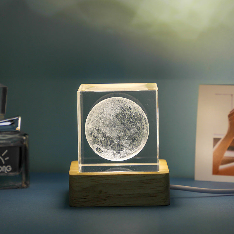 3D Transparent Crystal Cube Desktop Decoration Small Night Lamp House dealsniper-net