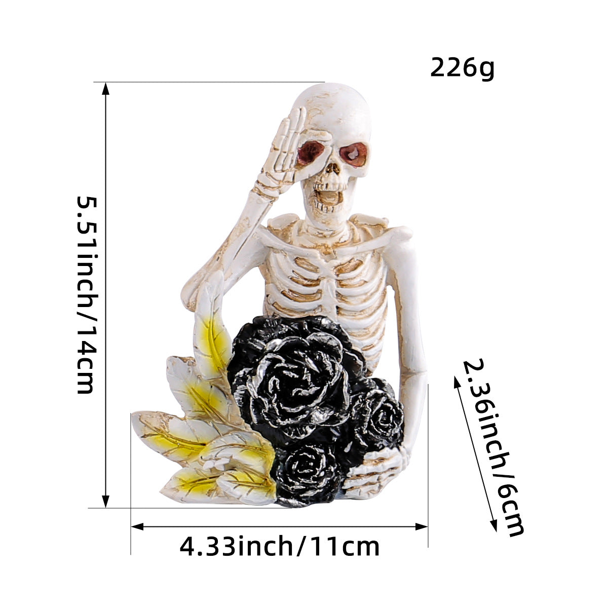 Cross-border Halloween Cartoon Skull Characters Ornaments Chamber Holidays DealSniper.net X3 18 holding roses