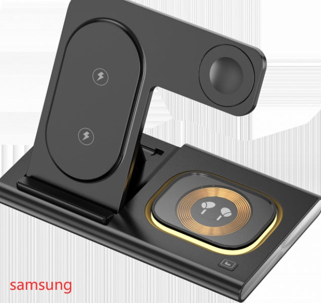 Fashion Folding Four-in-one Wireless Charger Gadgets Gym From House Black Samsung Version