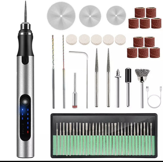 Miniature Electric Engraving Pen Rechargeable Hobby Gym From House 58piece set