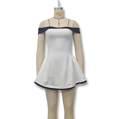 Women's Black And White Patchwork Summer Dress Women Gym From House White Black L