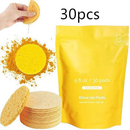Turmeric Cleansing Pad Compressed Turmeric Kojic Acid Beauty DealSniper.net Yellow 30pcs