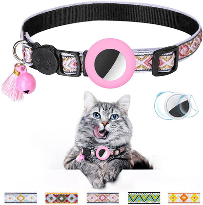 Pet Collar Geometric Pattern Cat With Bell Pets dealsniper-net Pink