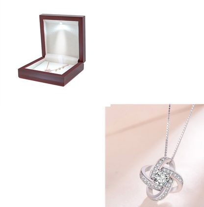 925 Sterling Silver Necklace For Women Forever Heart AAA Zircon Mosaic Necklaces & Pendants Gift Kitchen DealSniper.net 45cm Large wooden package