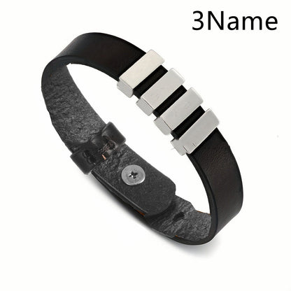 Customized Family Names Bracelet For Men Personalized Engraved Jewelry Gym From House Black 3Name