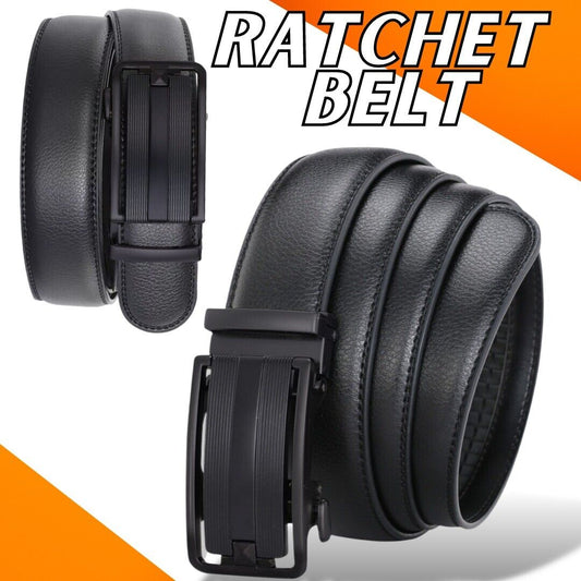 Microfiber Leather Mens Ratchet Belt Belts For Men Adjustable Automatic Buckle Men dealsniper-net Black Belt