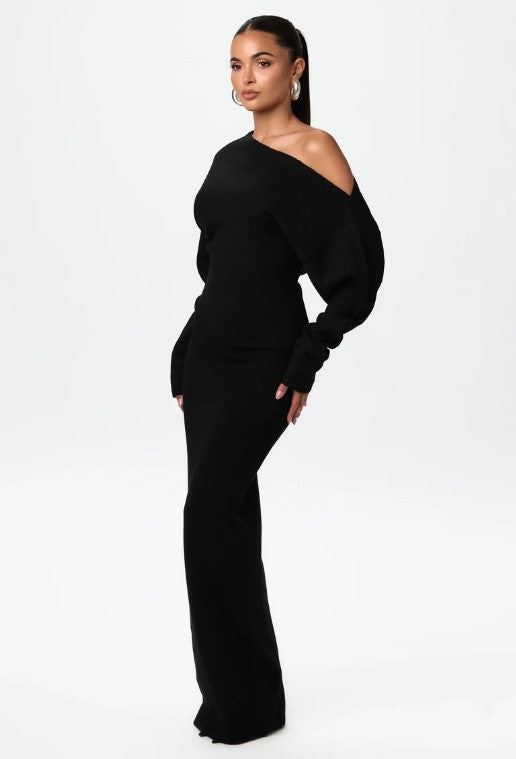 Ins Slim Long Sleeve Knitted Dress Evening Party Dresses Women Gym From House Black L