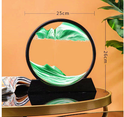 White Frame Solid Wood Quicksand Painting Living Room Decoration Home Decor DealSniper.net Black Green 12inch