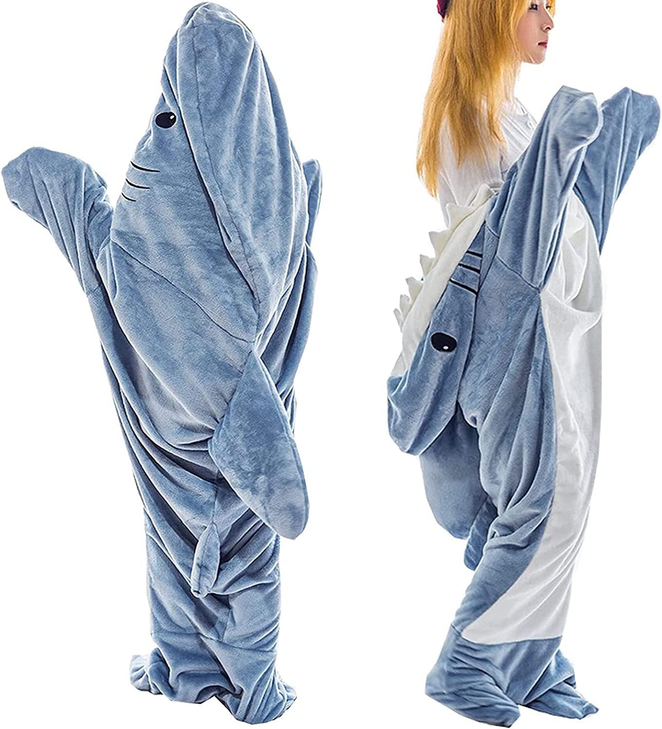 Home Soft Flannel Shark Blanket Hoodie Home dealsniper-net