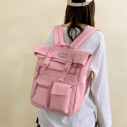 Multi-pocket Backpack Women Fashion Buckle Students School Bags