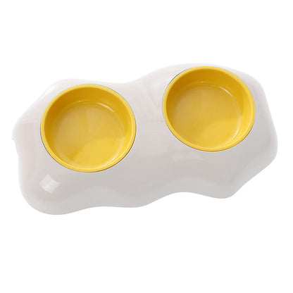 Egg-shaped Pet Bowl Drinking Water Single Bowl Double Bowl Dog Bowls Cute Pet Feeding Bowl Egg Yolk Shaped Food And Water Elevated Bowl Feeder