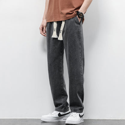 Summer Loose Wide Leg Jeans Pants Men Fashion Men DealSniper.net Resistance To 040 Gray 4XL