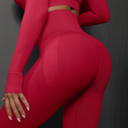High Waist Seamless Yoga Pants Women's Solid Color Women Gym From House Red L