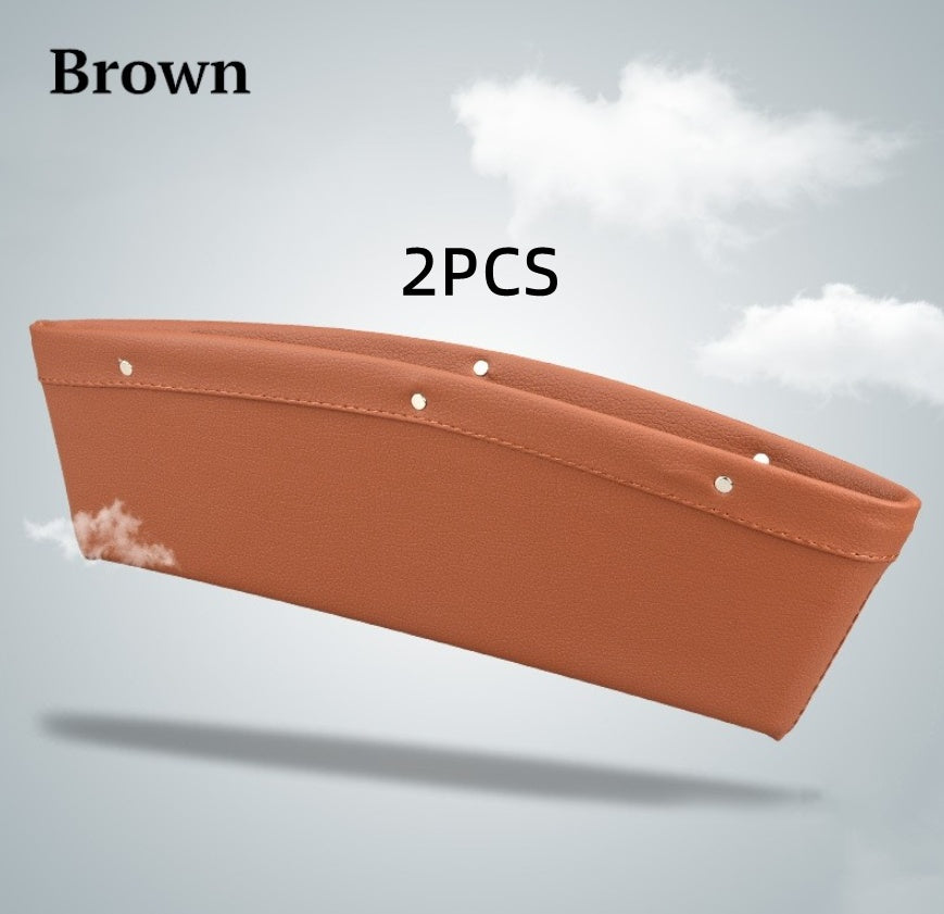 Car Organizer Box Caddy Catcher PU Leather Seat Gap Storage Bag Vehicle DealSniper.net Brown 2pc