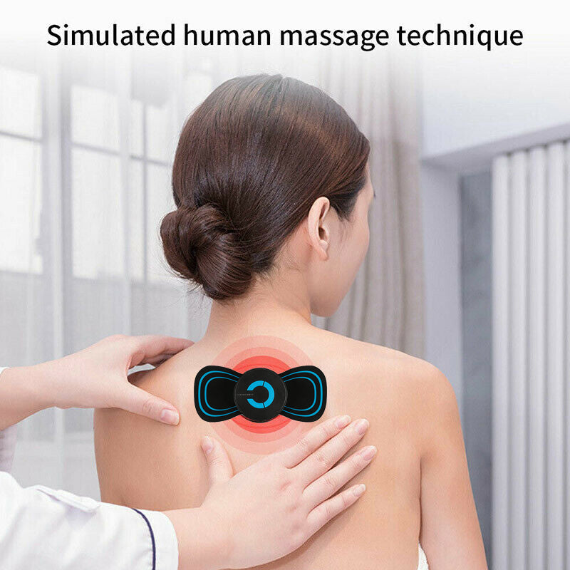 Portable Mini Electric Neck Back Body Massager Cervical Massage Stimulator Pain Relief Massage Patch With USB Charging Cable Health dealsniper-net