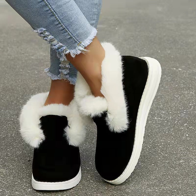 Snow Boots Warm Winter Shoes Plush Fur Ankle Boots Women Women DealSniper.net Black Size35