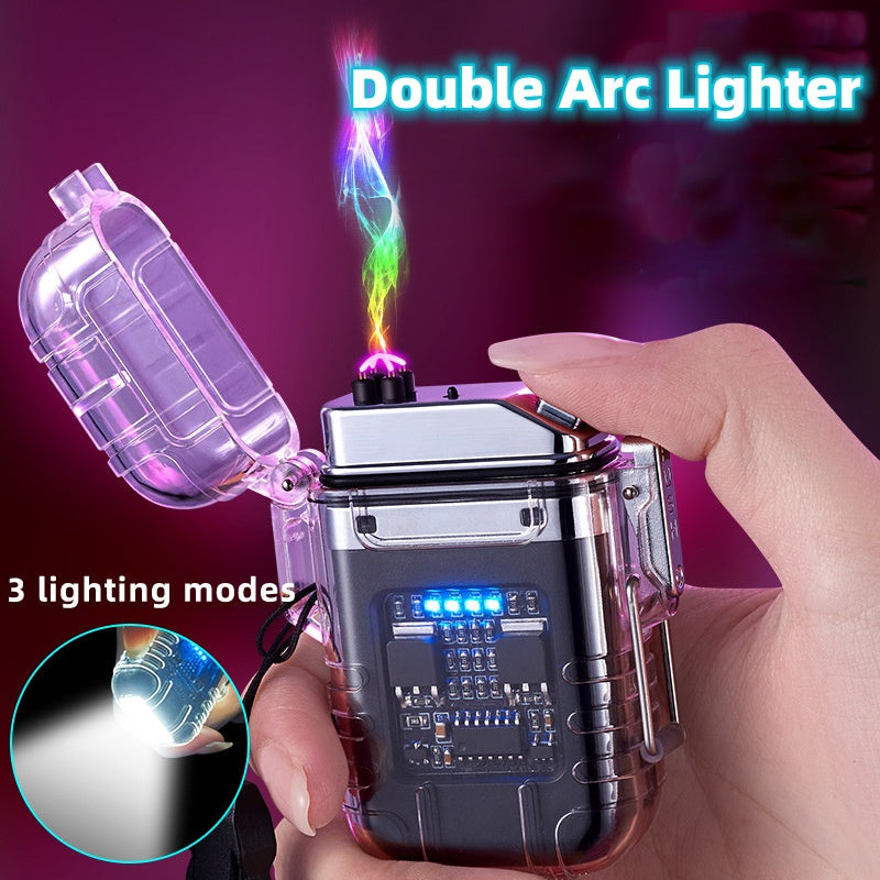 Transparent Shell Double Arc Lighter Waterproof And Windproof Gadgets dealsniper-net