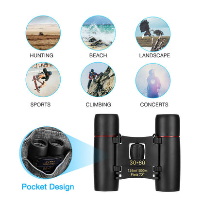 Binoculars 30x60 Zoom Travel Compact Folding Telescope Hunting Outdoor DealSniper.net