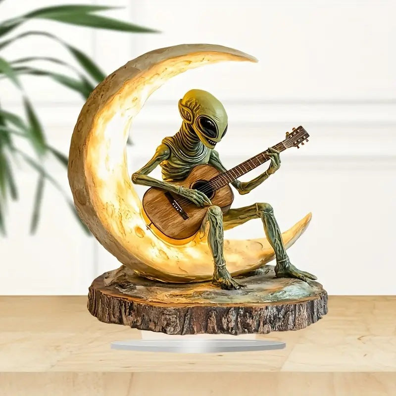 Alien Moon Guitarist Acrylic Home Office Decorations Ornaments Home Decor Gym From House Alien Moon Guitarist 17x20x1CM