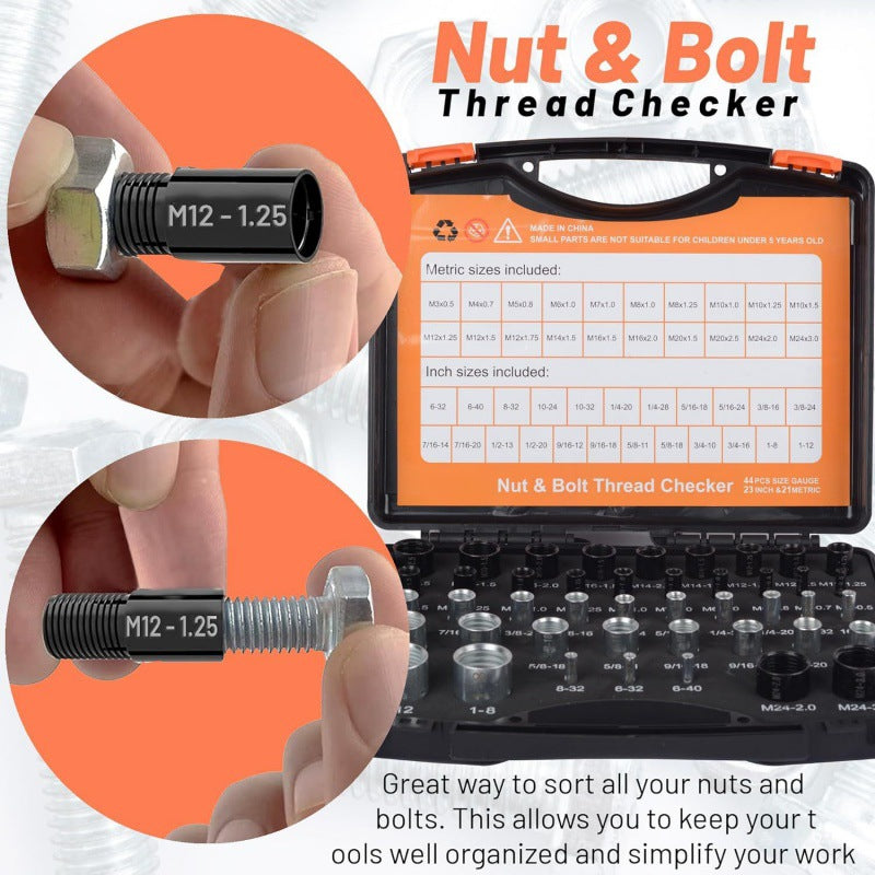 Nut And Bolt Thread Checker 44-piece Set Tools Gym From House