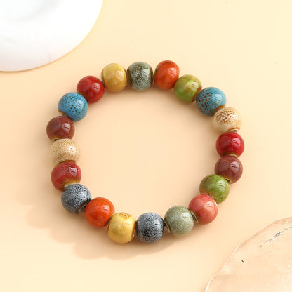Cross-Border Retro Scenery Dezhou Ceramic Bracelet Jewelry Gym From House A 204 10mm beads Ceramic bracelet high temperat