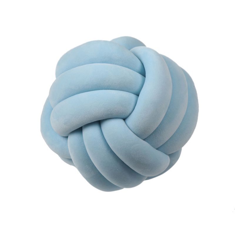 Knotted Plush Ball Design Round Throw Pillow House DealSniper.net Sky blue 20cm
