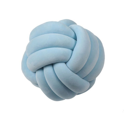 Knotted Plush Ball Design Round Throw Pillow House DealSniper.net Sky blue 20cm