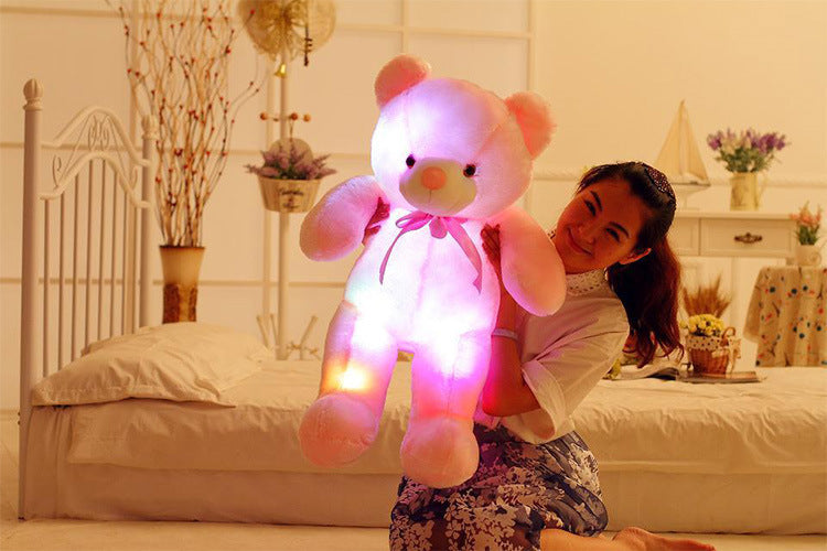 Creative Light Up LED Teddy Bear Stuffed Animals Plush Toy Kids dealsniper-net Pink 75CM