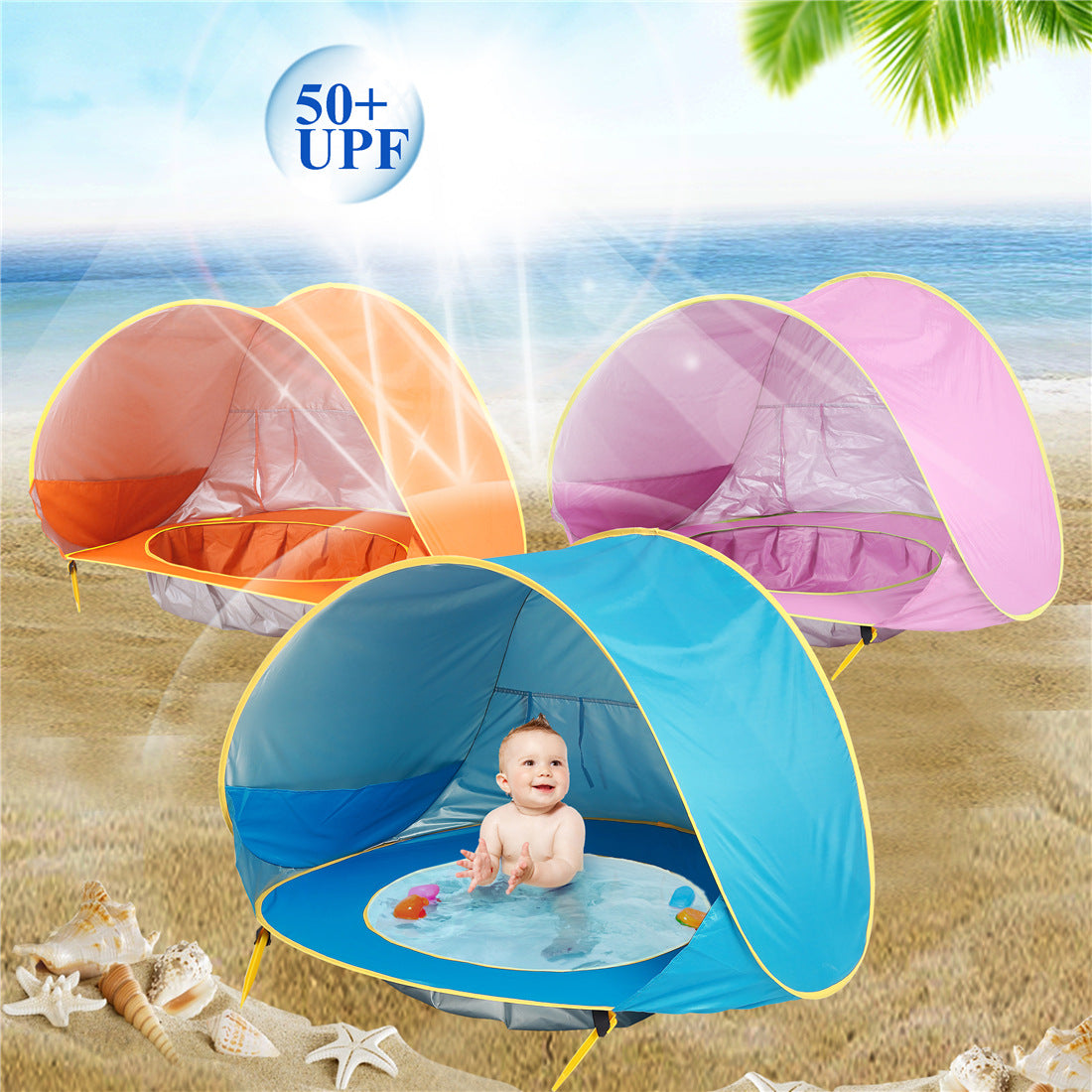 Baby Beach Tent Kids Outdoor Camping Easy Fold Up Waterproof Up Sun Awning Tent UV-protecting Kids dealsniper-net