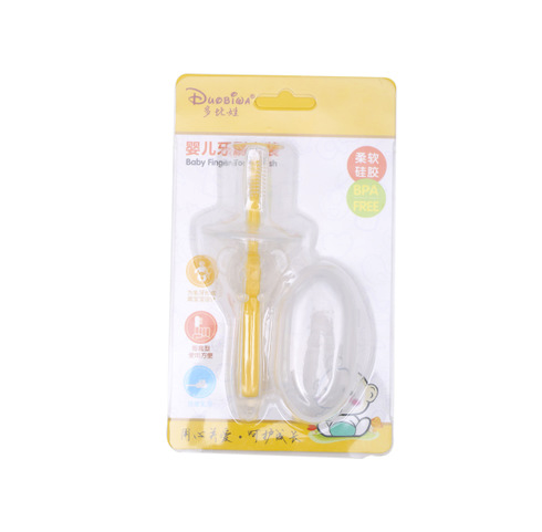 Silicone Baby Toothbrush Kids Teether Training Tool Clear Massager Kids dealsniper-net Yellow