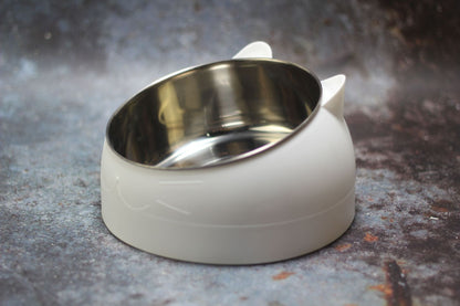 Protective Cervical Cat Bowl Oblique Mouth Pet Bowl Pets DealSniper.net White L