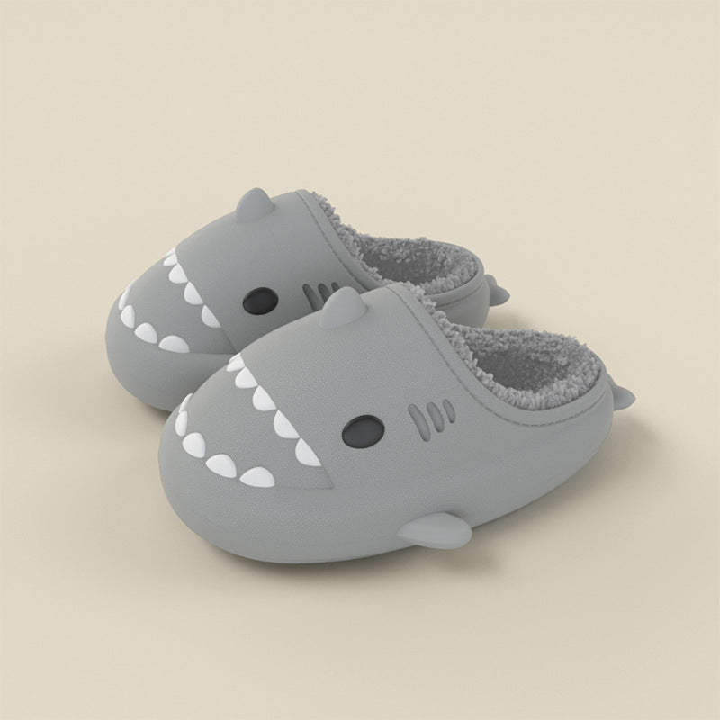 Shark Shoes For Child Cute Waterproof Warm Slippers Kids dealsniper-net Distant mountain grey Size140