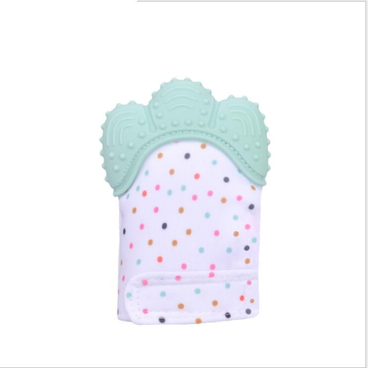 Baby teether baby anti-bite silicone molar gloves children's sound toys Kids DealSniper.net Light green Q1pcs