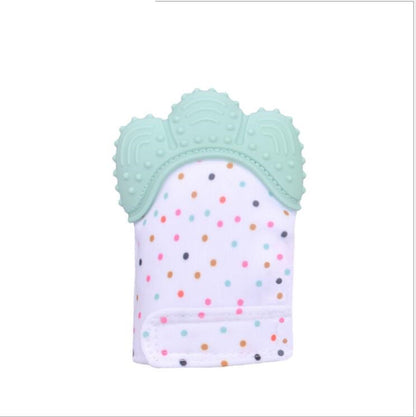 Baby teether baby anti-bite silicone molar gloves children's sound toys Kids DealSniper.net Light green Q1pcs