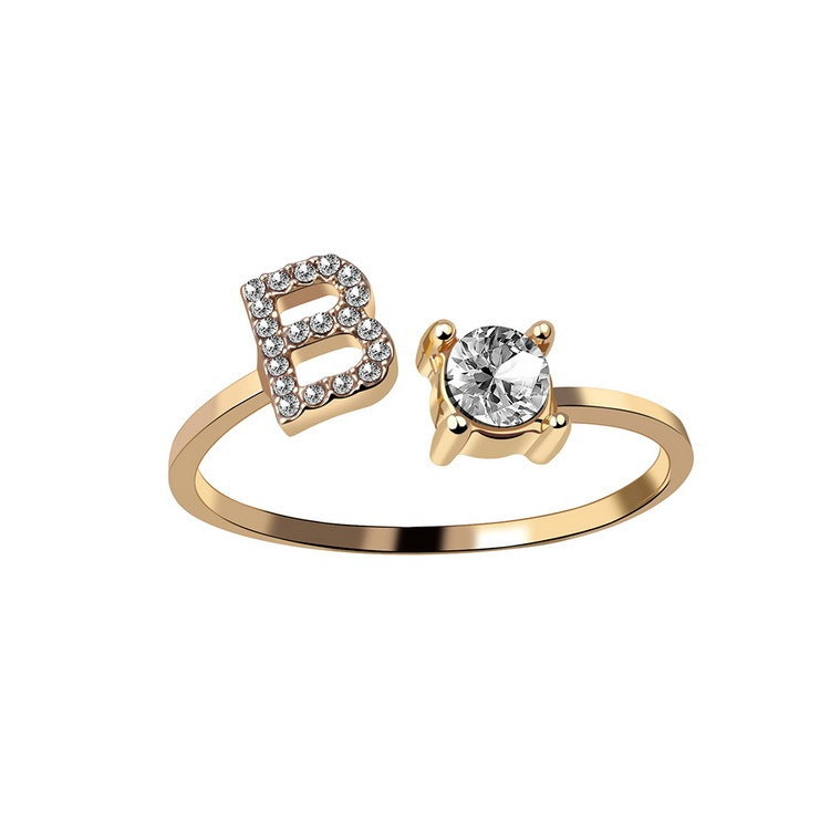 New Design Adjustable 26 Initial Letter Ring Fashion Jewelry Jewelry dealsniper-net Gold B