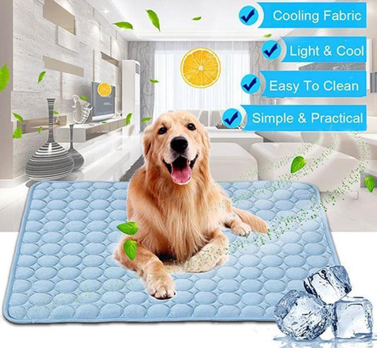 Pet Dog Cat Ice Silk Cold Nest Pad For Cooling In Summer Pets dealsniper-net Blue 150x100cm