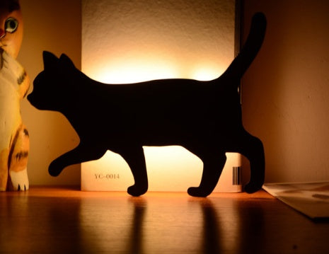 LED Animal Dog Cat Shape Night Light Sensor Lamps Home Decor DealSniper.net A Black matte battery