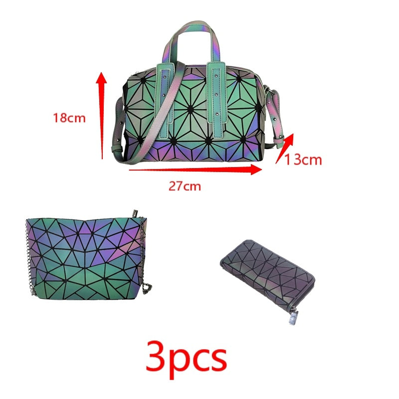 Luminous Makeup Bag Lattice Design Geometric Bag Women dealsniper-net Q