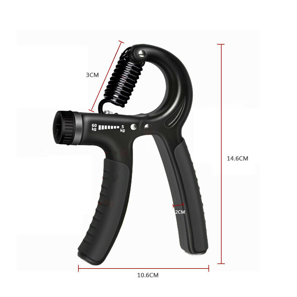 Hand Grip Adjustable Trainer Gripper Strengthener Gym Strength Exerciser Sports DealSniper.net Black