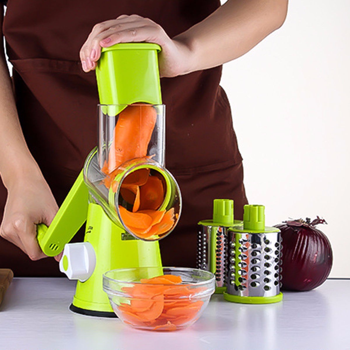 Vegetable Cutter Round Mandoline Slicer Potato Julienne Carrot Grater Cheese Kitchen DealSniper.net Green US