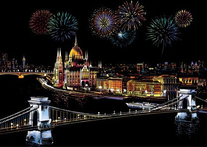 City night scratch painting Home Decor DealSniper.net 1 stytle 40.5x28.5cm