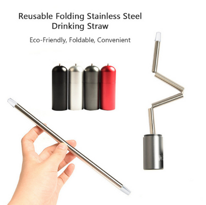 Portable Collapsible Reusable Stainless Steel Straw Eco-Friendly Kitchen DealSniper.net